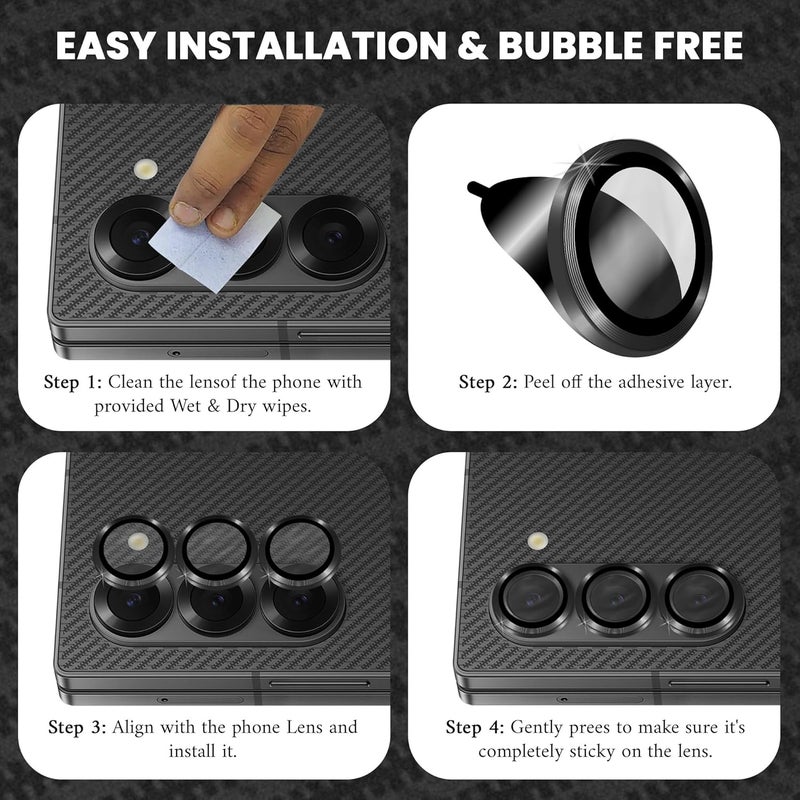 FIRST MART Camera Lens Protector for Samsung Galaxy Z Fold 6 (7.6 Inches) Tough HD Individual Aluminum Alloy Lens Rings Cover, Scratch Resistant, Thin Lens Protection| Black, 1 Pack - Image 2