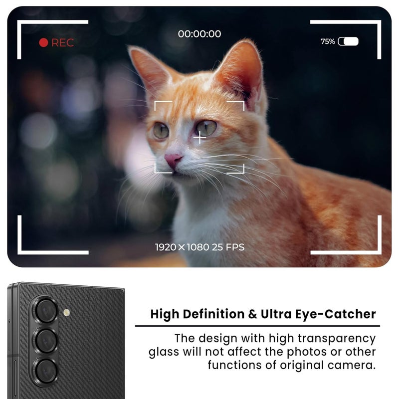 FIRST MART Camera Lens Protector for Samsung Galaxy Z Fold 6 (7.6 Inches) Tough HD Individual Aluminum Alloy Lens Rings Cover, Scratch Resistant, Thin Lens Protection| Black, 1 Pack - Image 4