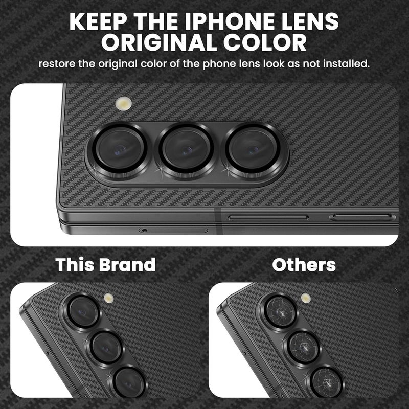 FIRST MART Camera Lens Protector for Samsung Galaxy Z Fold 6 (7.6 Inches) Tough HD Individual Aluminum Alloy Lens Rings Cover, Scratch Resistant, Thin Lens Protection| Black, 1 Pack - Image 3