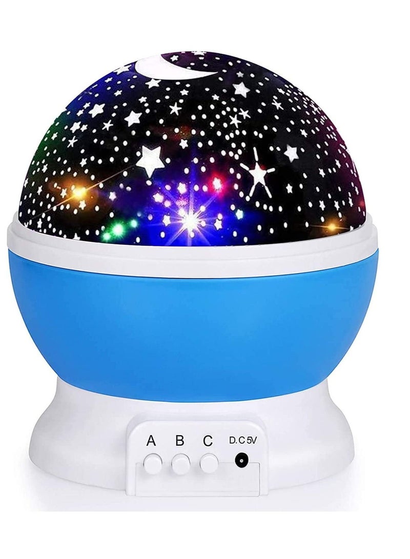 Romantic Rotating Star Moon Sky Rotation Night Projector Light Lamp Blue  - Image 1