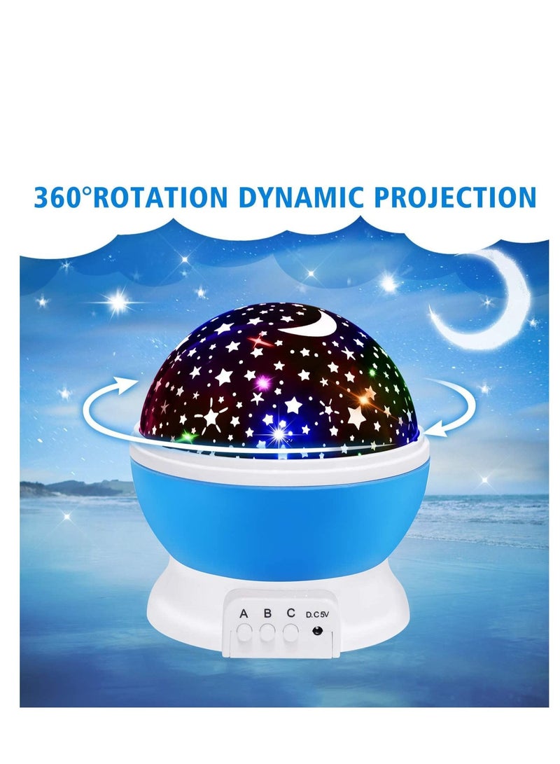 Romantic Rotating Star Moon Sky Rotation Night Projector Light Lamp Blue  - Image 2