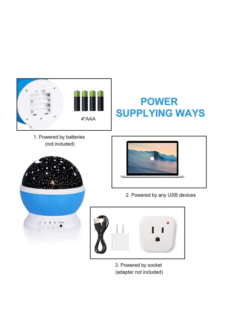 Romantic Rotating Star Moon Sky Rotation Night Projector Light Lamp Blue  - Image 4