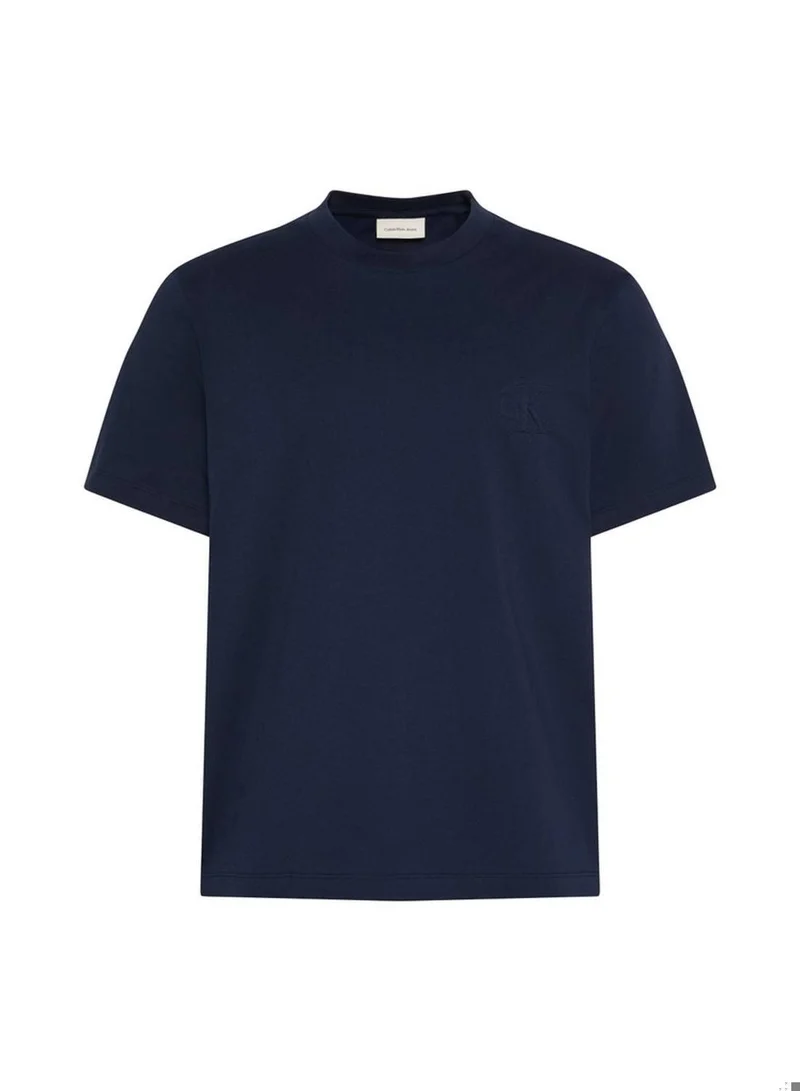 Calvin Klein Jeans Dark Sapphire Relaxed Embossed Logo T-Shirt for Men | Best Price UAE