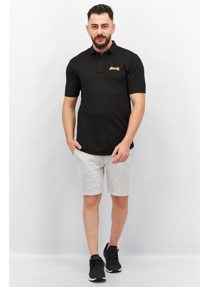 Le tigre - Men Regular Fit Brand Logo Short Sleeves Polo Shirt, Black - Image 1