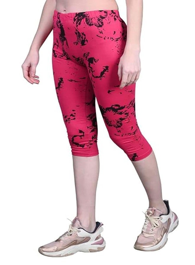 LOVO Girl's Cotton Printed 3/4th Capri/Leggings (GCAP0403, Sky Blue, Magenta, 7-8 Years) Pack of 2 - Image 3