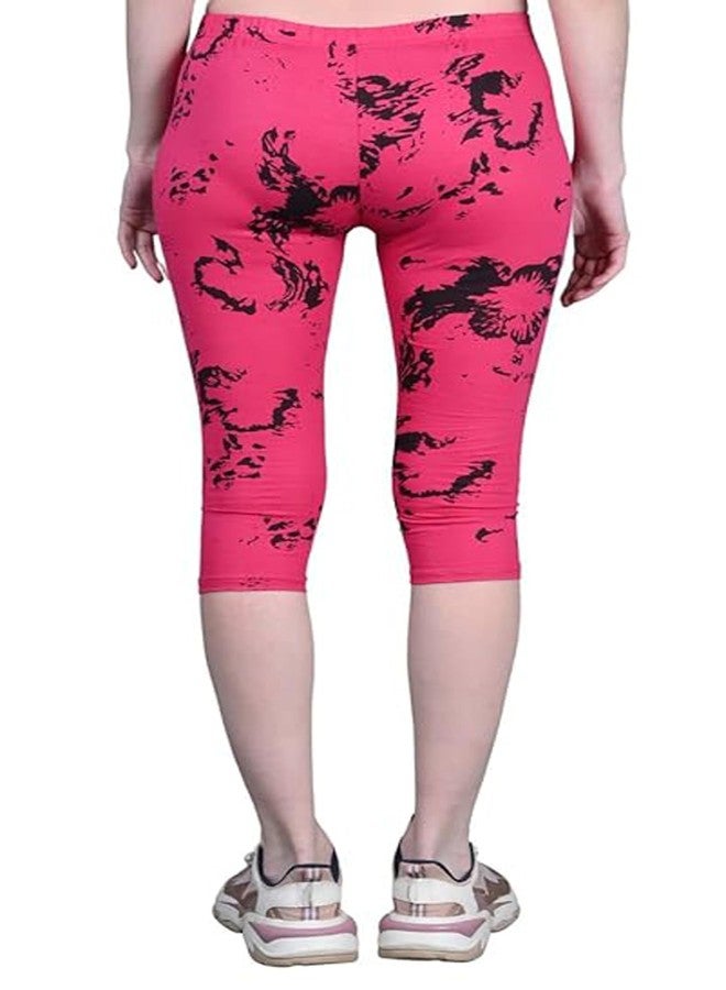 LOVO Girl's Cotton Printed 3/4th Capri/Leggings (GCAP0403, Sky Blue, Magenta, 7-8 Years) Pack of 2 - Image 2