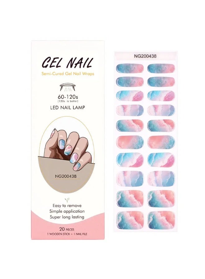Semi-Cured Gel Nail Wraps – Salon Quality Manicure – 20 Strips + File + Wooden Stick – Easy Apply & Remove - Image 2