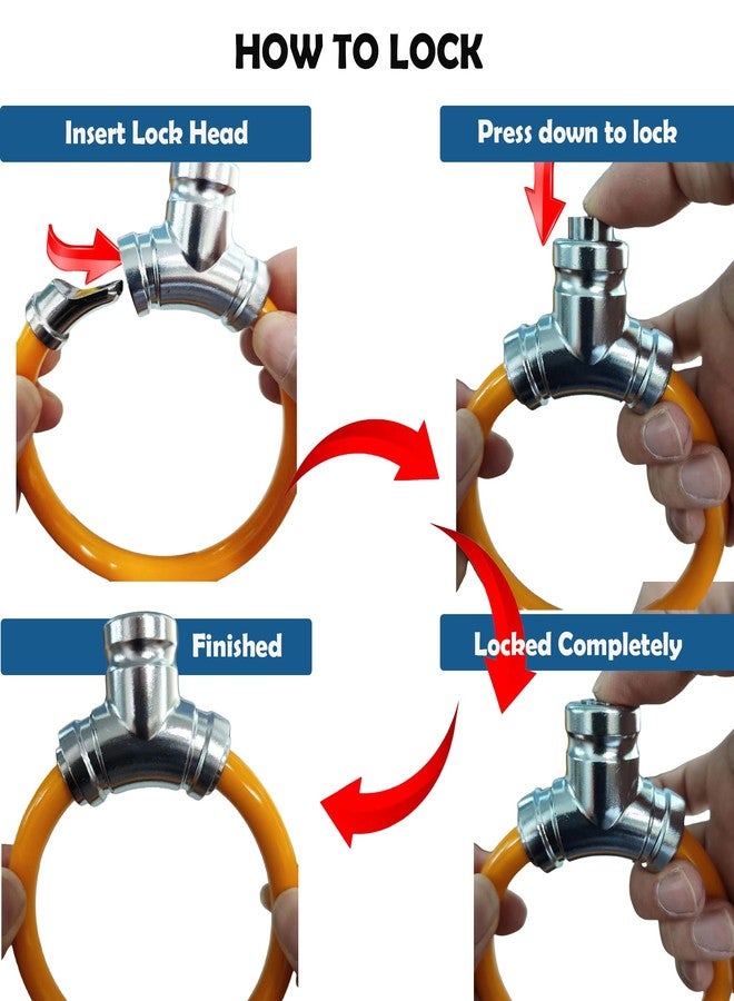 MyyYiTar 2Pcs 11mm Bike Lock - 7-Pin Zinc Alloy Ring Lock with Keys, 112g Lightweight & Chain Extended for Bicycle/E-Bike, Secure for Quick Stops-Orange - Image 3
