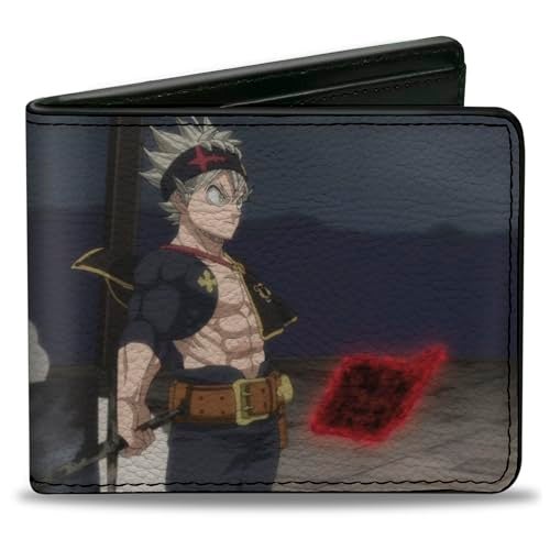 Buckle Down BuckleDown Crunchyroll Wallet Bifold Black Clover Title Logo Asta Sword Pose Blues Vegan Leather - Image 3