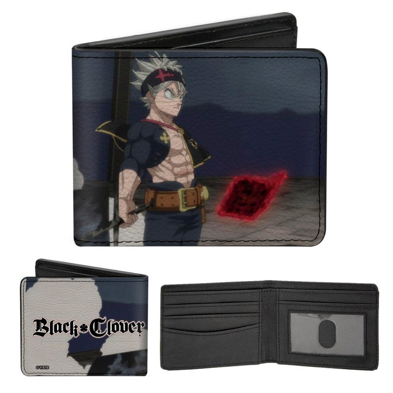 Buckle Down BuckleDown Crunchyroll Wallet Bifold Black Clover Title Logo Asta Sword Pose Blues Vegan Leather - Image 2