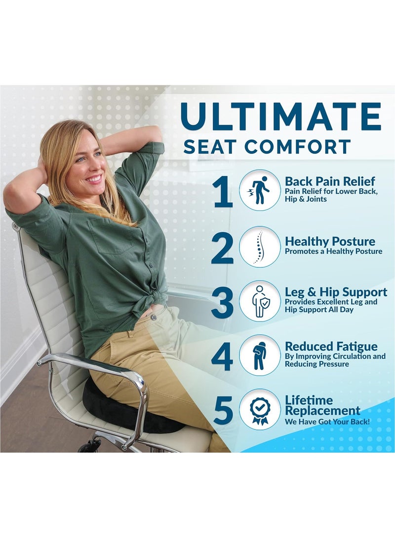 NNEWVANTE وسادة مقعد معززة بالجل - وسادة كرسي مكتب - وسادة جل غير قابلة للانزلاق ورغوة ذاكرة لتخفيف ألم العصعص - وسادة كرسي مكتب وكرسي سيارة - تخفيف عرق النسا وآلام الظهر (أسود) - Image 3