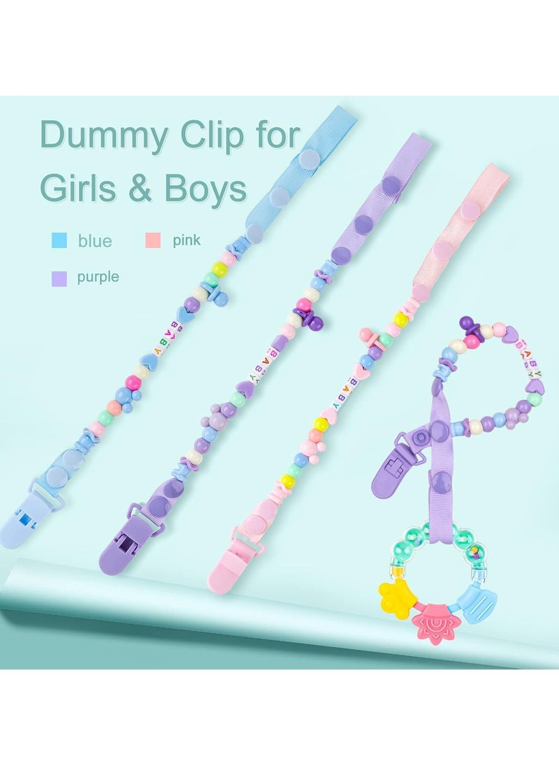 BLOOMING TIME 3 Pcs Baby Beads Chain Rope, Anti-Drop Pacifier Clip for Boys and Girls, BPA-Free and Unisex (Random Color)  - Image 2