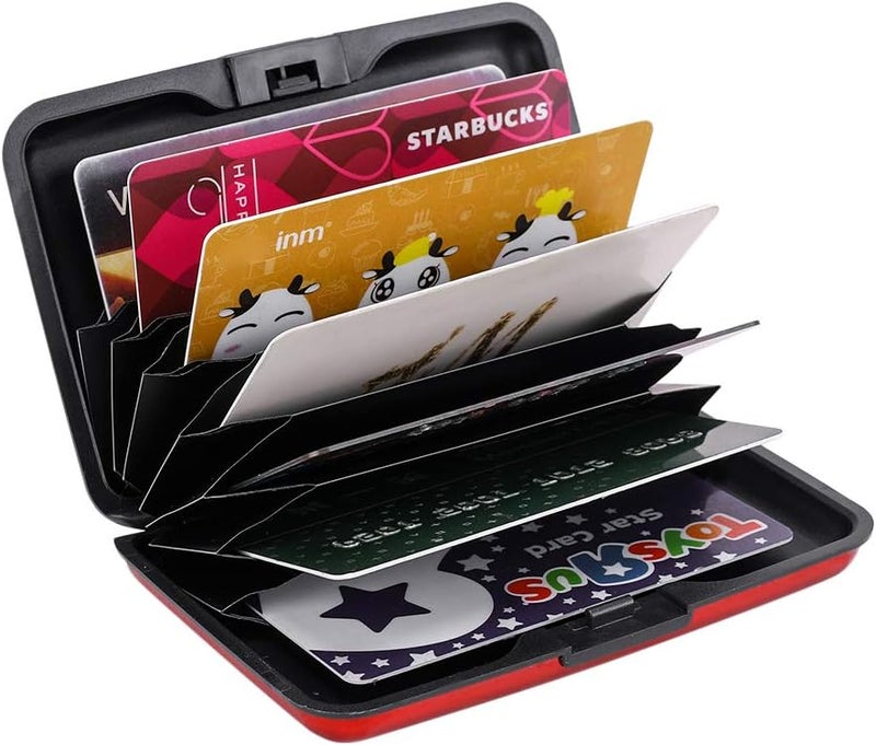 ELFISH RFID Blocking Credit Card Protector Aluminum ID Case Hard Shell Business Card Holders Metal Wallet for Men or Women (Aluminum, Red) - Image 5