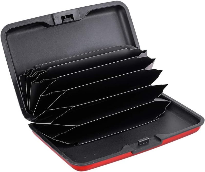 ELFISH RFID Blocking Credit Card Protector Aluminum ID Case Hard Shell Business Card Holders Metal Wallet for Men or Women (Aluminum, Red) - Image 2
