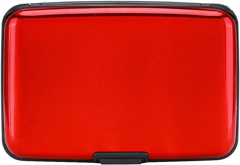 ELFISH RFID Blocking Credit Card Protector Aluminum ID Case Hard Shell Business Card Holders Metal Wallet for Men or Women (Aluminum, Red) - Image 1