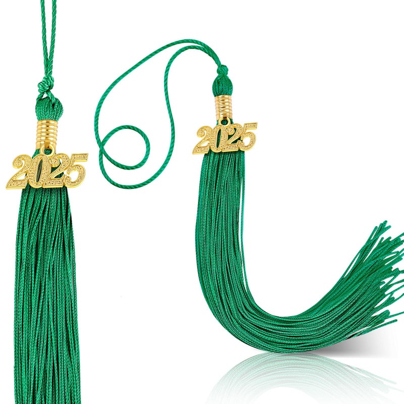 Dingion 2 Pieces 2025 Graduation Tassels Academic Graduation Accessories 2025 Classic Cap Tassel for Ceremonies OrnamentGreen