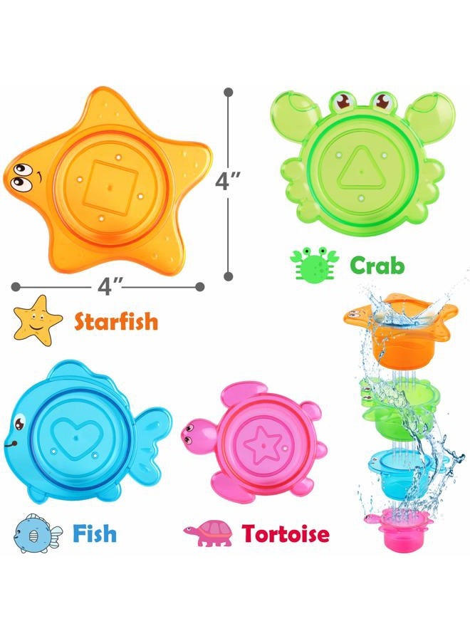 iPlay, iLearn Baby Bath Toys, Fun Bath Time Tub Toys w/ Organizer, Kids Wind Up Water Toys, Stacking Cups, Gifts for 6, 9, 12, 18 Months 1, 2 Years, Toddlers, Girls, Boys - Image 4