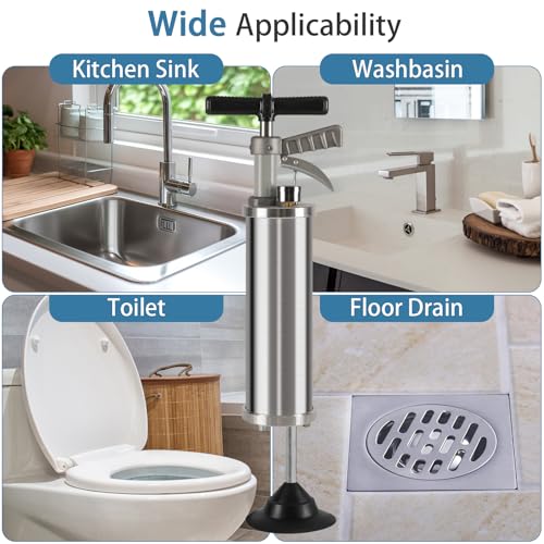Olpchee Portable High Pressure Kinetic Toilet Plunger Air Drain Blaster Pump for Bath Toilets Bathroom Shower Kitchen Clogged Pipe - Image 4
