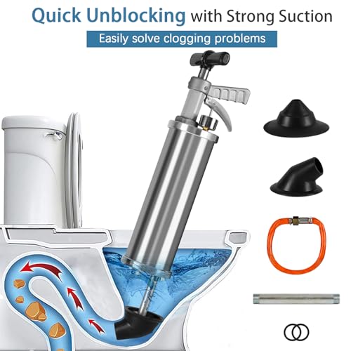Olpchee Portable High Pressure Kinetic Toilet Plunger Air Drain Blaster Pump for Bath Toilets Bathroom Shower Kitchen Clogged Pipe - Image 2