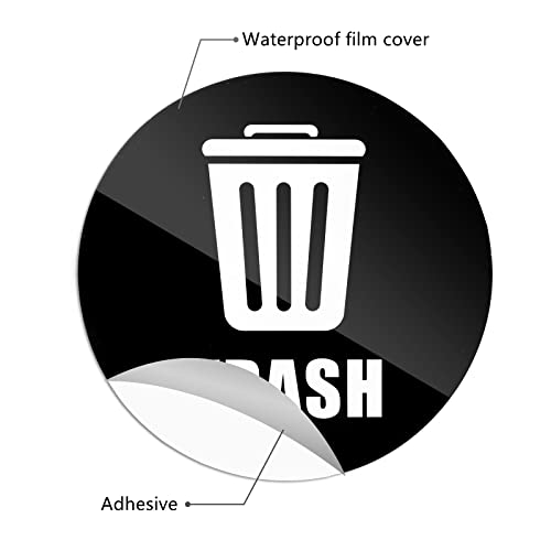 Ruimou 6Pcs Recycle and Trash Logo Stickers 5inch Waterproof for Metal Or Plastic Bins, Home, Office, Kitchen, Indoor and Outdoor - Image 2