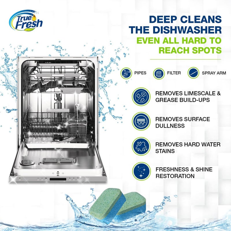 True Fresh Washing Machine Cleaner & Dishwasher Cleaner Tablets - 48-Pack Bundle Compatible with Front Loader - Top Loader & He Machines and all Dishwashers Removes Buildup Lime Scales and residues - Septic Safe - Image 3