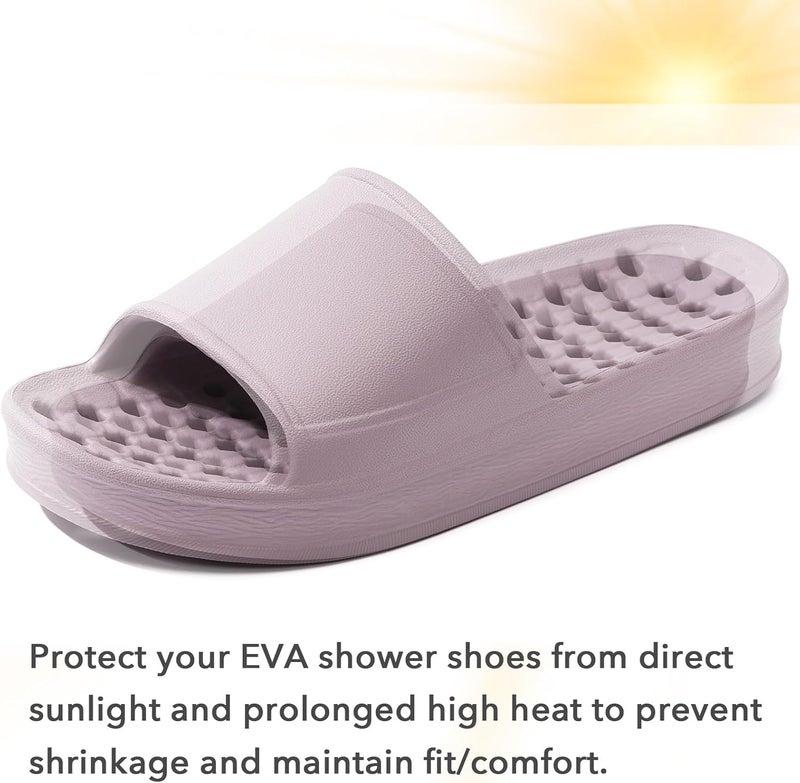 GETOEU Shower Shoes for Women and Men with Drain Holes Massage Slide Sandals Soft Cushioned Anti-Slip Pool Slides Comfort Thick Soled Gym Shower Shoes Quick Drying Bathroom Spa Slippers - Image 5