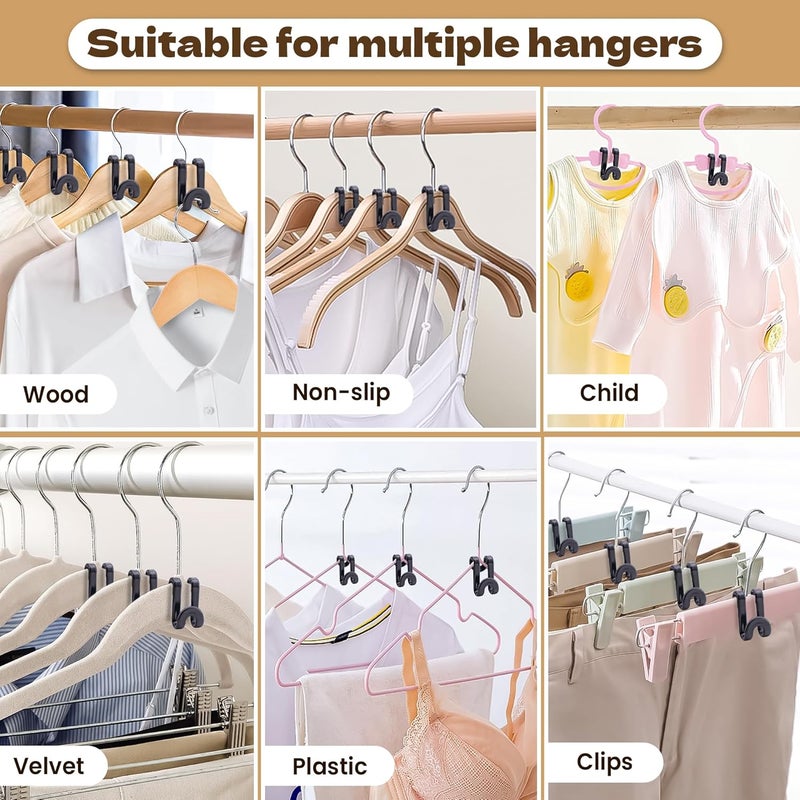 Mlici Clothes Hanger Connectors - 60 Pcs Multi-Level Cascading Hooks, Heavy Duty Plastic Mini Hooks for Space Saver Closet Organizer, Black - Image 5