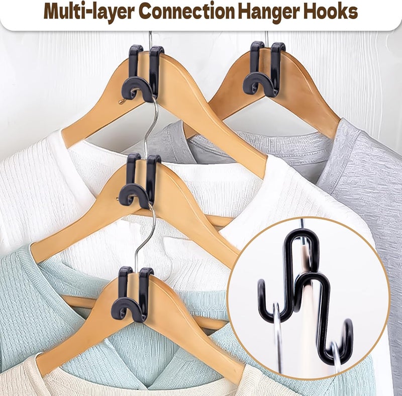 Mlici Clothes Hanger Connectors - 60 Pcs Multi-Level Cascading Hooks, Heavy Duty Plastic Mini Hooks for Space Saver Closet Organizer, Black - Image 2