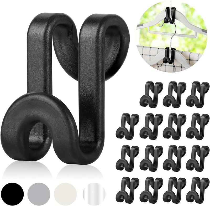 Mlici Clothes Hanger Connectors - 60 Pcs Multi-Level Cascading Hooks, Heavy Duty Plastic Mini Hooks for Space Saver Closet Organizer, Black - Image 1