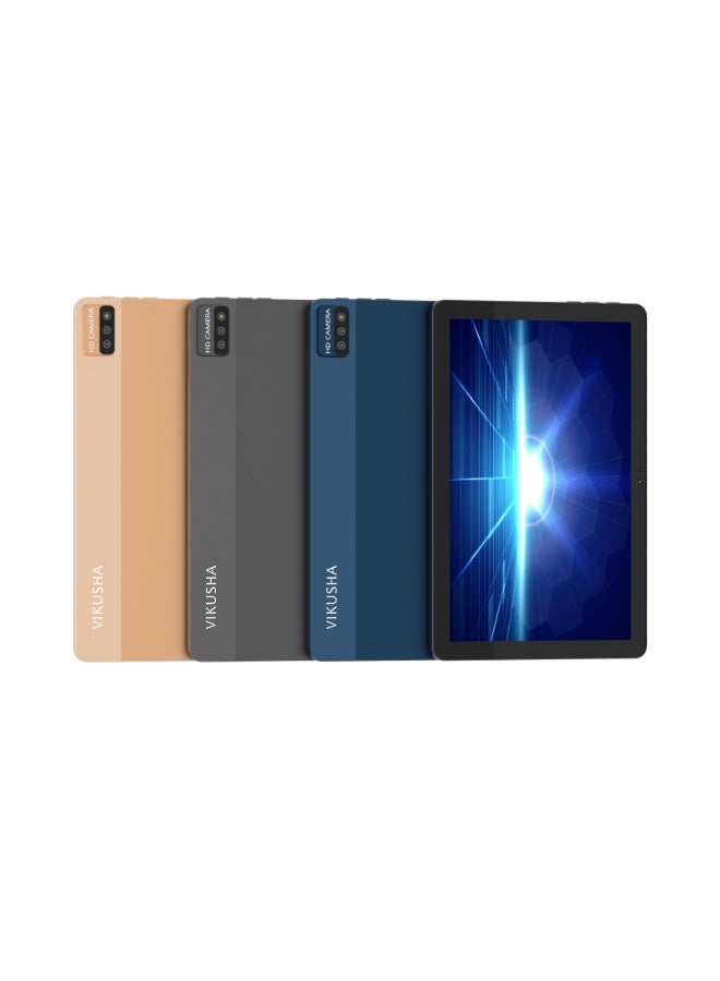 فيكوشا جهاز لوحي VIKUSHA V-Z40 بذاكرة وصول عشوائي (RAM) سعة 4 جيجابايت وذاكرة داخلية سعة 64 جيجابايت، يدعم تقنية Wi-Fi وشبكة الجيل الرابع 4G، بشاشة 10.1 بوصة، بشريحتي اتصال، باللون الذهبي، مع لوحة مفاتيح  - Image 3