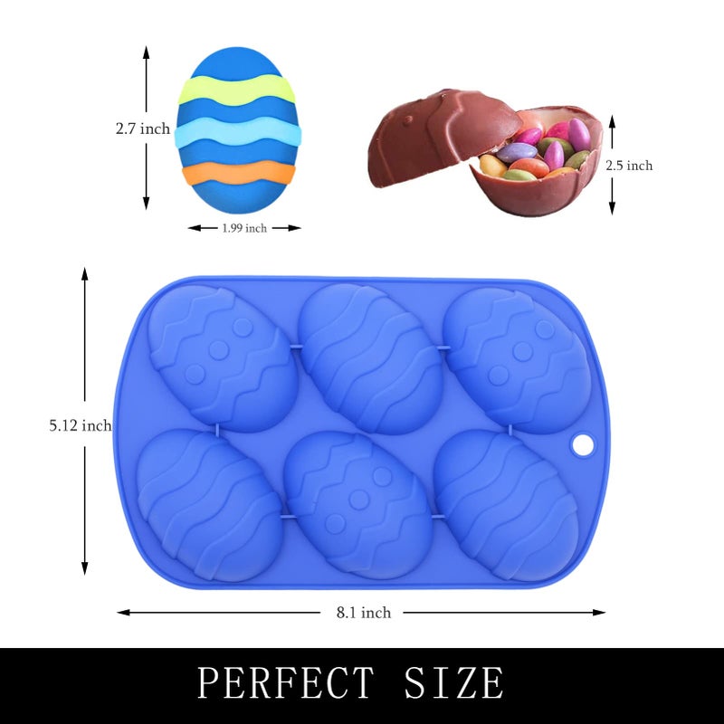 muyulin 2 Pack Large Easter Egg Silicone Molds  Chocolate Covered Cocoa Bomb Mould  for Baking Cake  Cupcake  Jello  Bombs  Candy  Soap with Kids and Family for Easter Party  2 Color  - Image 2