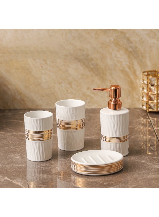 هومستر مجموعة ديكور الحمام 4pcs, مجموعة اكسسوارات سطح المقعد,السيراميك تبدو مجموعة اكسسوارات الحمام السيراميك, مجموعة حاوية الحمام مع صحن الصابون, موزع الصابون, حامل فرشاة الأسنان - Image 1