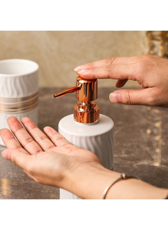 هومستر مجموعة ديكور الحمام 4pcs, مجموعة اكسسوارات سطح المقعد,السيراميك تبدو مجموعة اكسسوارات الحمام السيراميك, مجموعة حاوية الحمام مع صحن الصابون, موزع الصابون, حامل فرشاة الأسنان - Image 4