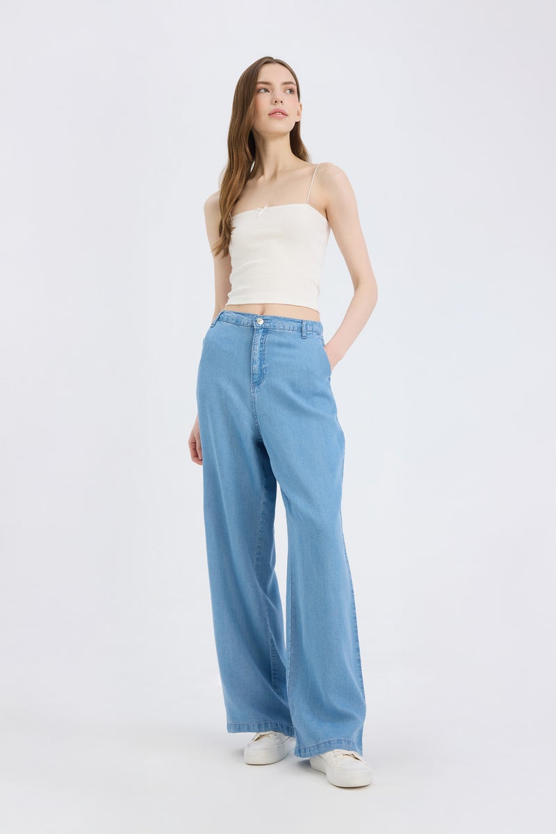 DeFacto Woman Wide Leg High Waist Long Soft Washed Jeans - Image 5