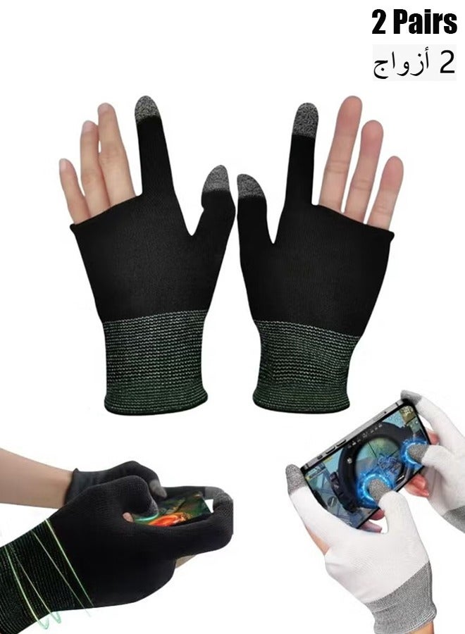 2 Pairs E-Sports Gaming Gloves, Gaming Finger Sleeves, Anti-Sweat Breathable, Thumb Sleeves for Highly Sensitive Nano-Silver Fiber Material + Nylon, for PUBG Mobile Phone Games Accessories - Image 1