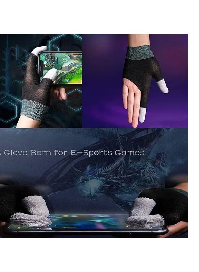 2 Pairs E-Sports Gaming Gloves, Gaming Finger Sleeves, Anti-Sweat Breathable, Thumb Sleeves for Highly Sensitive Nano-Silver Fiber Material + Nylon, for PUBG Mobile Phone Games Accessories - Image 5