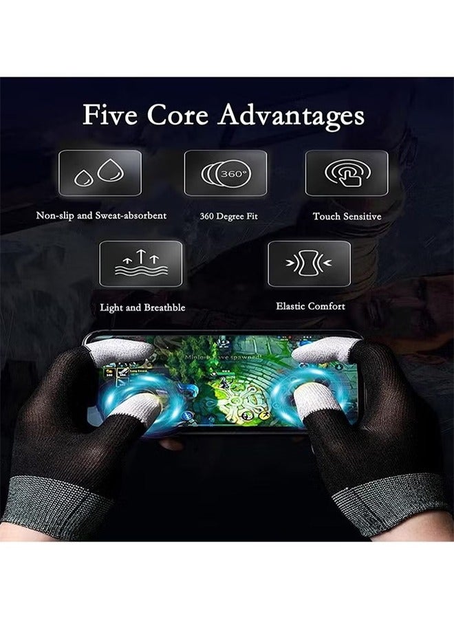 2 Pairs E-Sports Gaming Gloves, Gaming Finger Sleeves, Anti-Sweat Breathable, Thumb Sleeves for Highly Sensitive Nano-Silver Fiber Material + Nylon, for PUBG Mobile Phone Games Accessories - Image 3