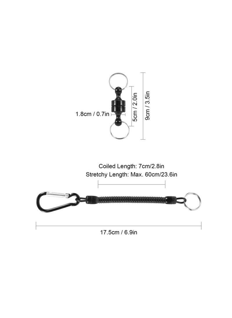 Y&D - Magnetic Release Holde, With Coiled Lanyard, Outdoor Mountaineering Camping Anti-lost Keychain for Fly Fishing Keeper Landing Net Connector (6 sets) - Image 1
