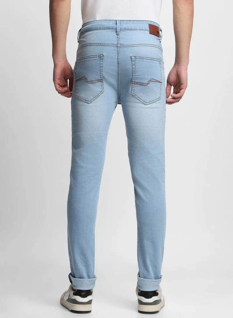 Dennis Lingo Slim Fit Indigo Men's Cotton Poly Stretch Jeans with Button & Zip Closure
