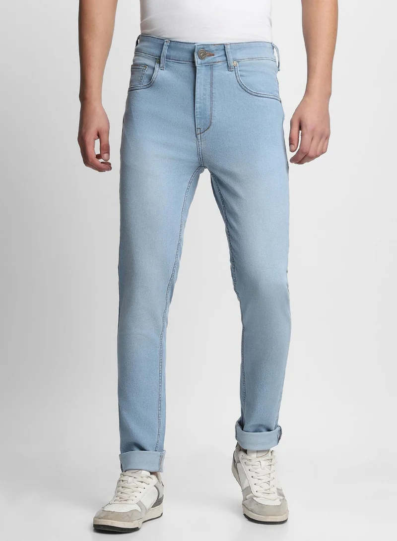 Dennis Lingo Slim Fit Indigo Men's Cotton Poly Stretch Jeans with Button & Zip Closure