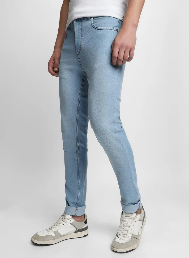 Dennis Lingo Slim Fit Indigo Men's Cotton Poly Stretch Jeans with Button & Zip Closure