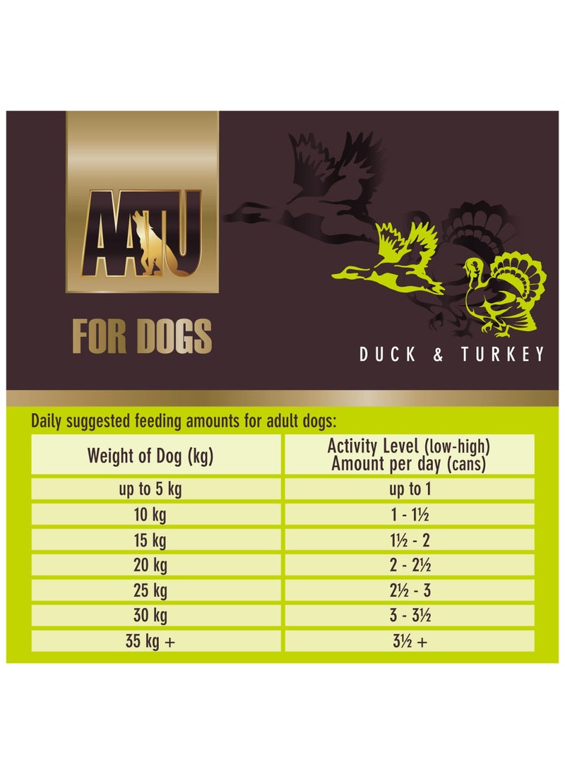 AATU - 90/10 Wet Dog Food in a Tin - Duck & Turkey (6x400g) - Grain Free Recipe - No Artificial Ingredients - Good for Low Maintenance Feeding - Image 1