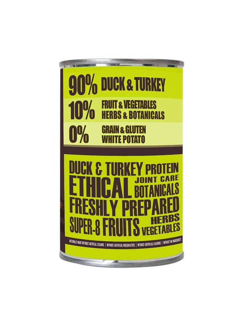 AATU - 90/10 Wet Dog Food in a Tin - Duck & Turkey (6x400g) - Grain Free Recipe - No Artificial Ingredients - Good for Low Maintenance Feeding - Image 1