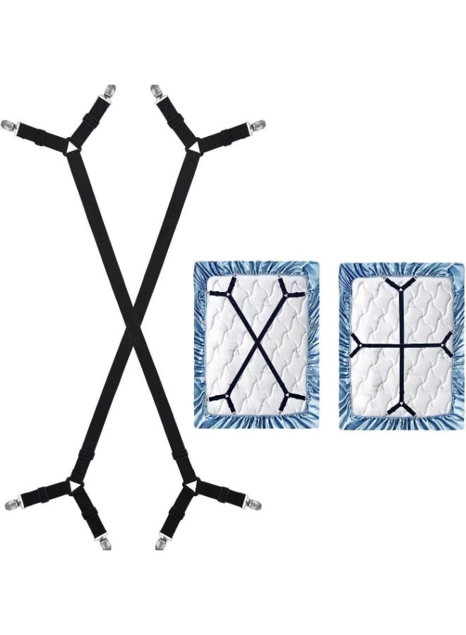 موثوقية التنبؤ أشرطة شراشف السرير، مشابك شراشف متقاطعة ومشابك شراشف مرنة، مشابك شراشف السرير، 2 قطعة/مجموعة، أسود - Image 1