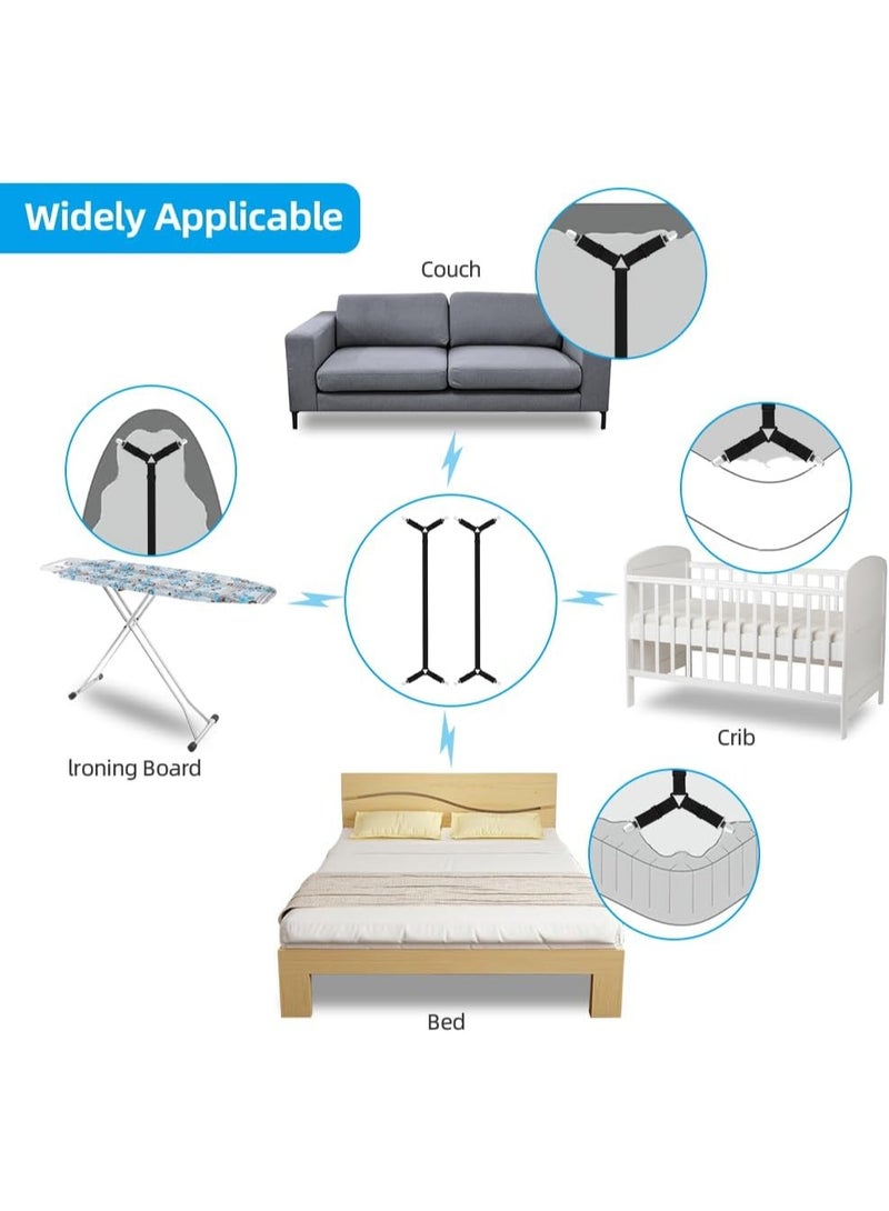 موثوقية التنبؤ أشرطة شراشف السرير، مشابك شراشف متقاطعة ومشابك شراشف مرنة، مشابك شراشف السرير، 2 قطعة/مجموعة، أسود - Image 5