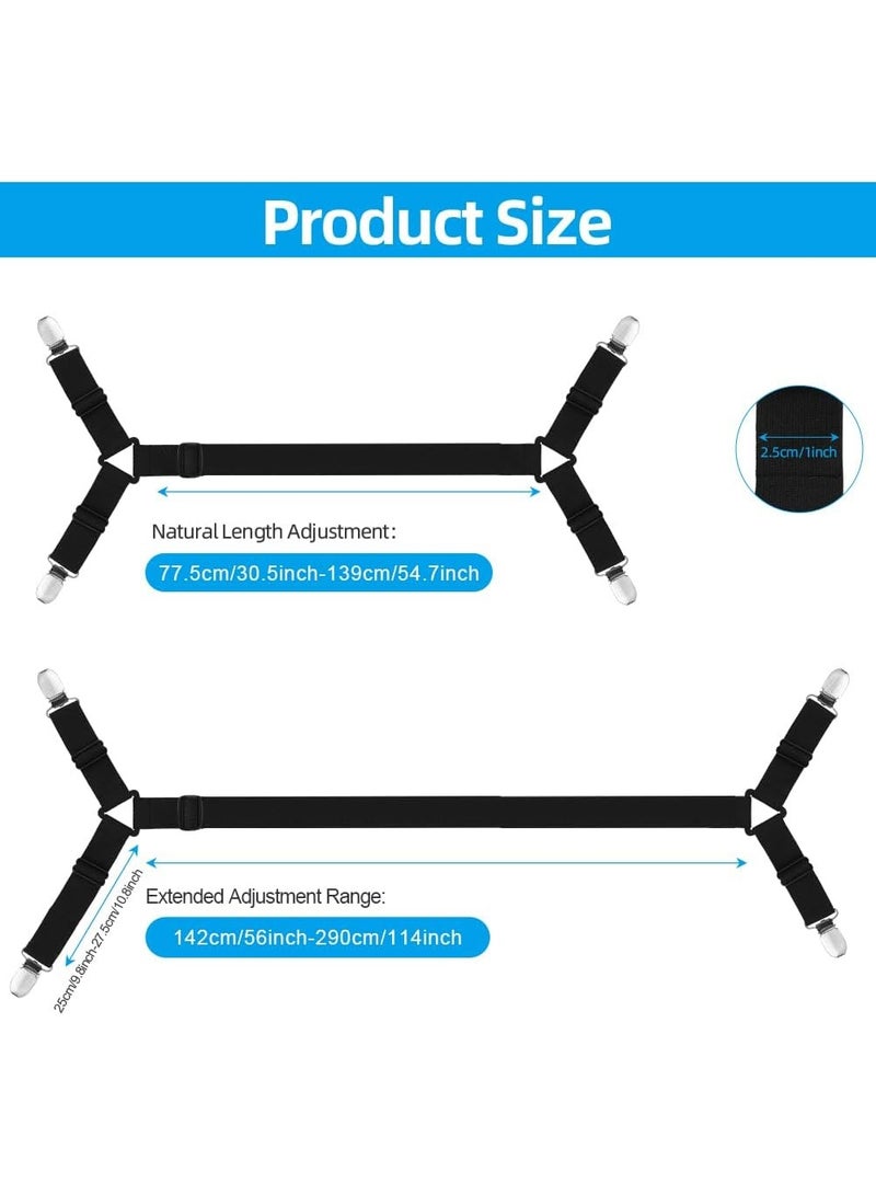 موثوقية التنبؤ أشرطة شراشف السرير، مشابك شراشف متقاطعة ومشابك شراشف مرنة، مشابك شراشف السرير، 2 قطعة/مجموعة، أسود - Image 3