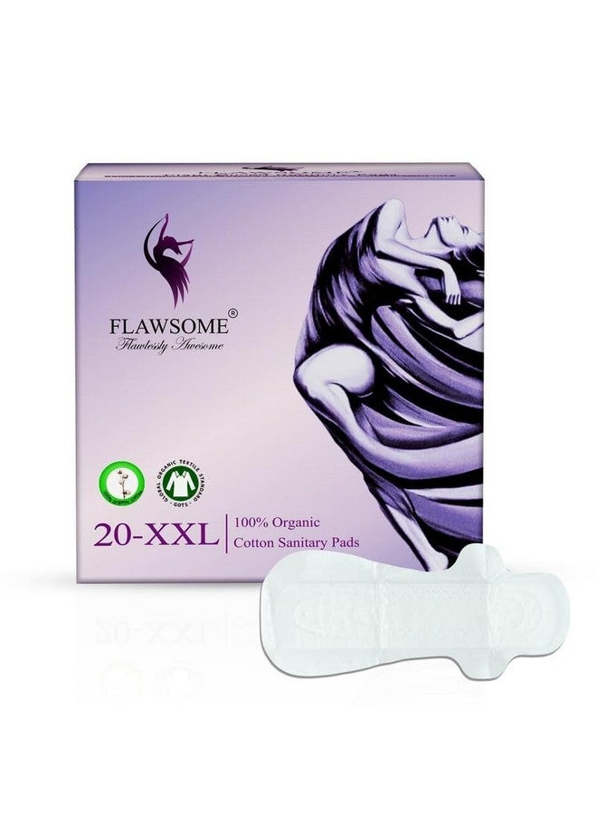 FLAWSOME 100% Organic Sanitary Pads | High Absorption | Cotton Sanitary Pads | Soft And Rash Free | Toxin-Free | Size - Xxl | Pack Of 20 - Image 2