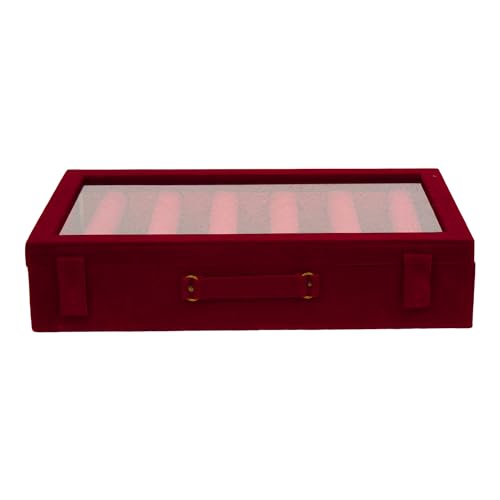 Kuber Industries Wooden Bangle Box For Woman|6 Rod Bangle Storage Box Organizer|Transaprent Lid & Handle|MAROON - Image 2