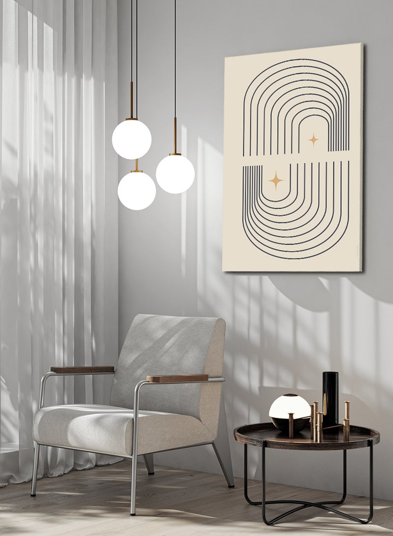 LOWHA Canvas Wall Art Stretched Over Wooden Frame with Rainbow Abstract Boho Painting - Image 1