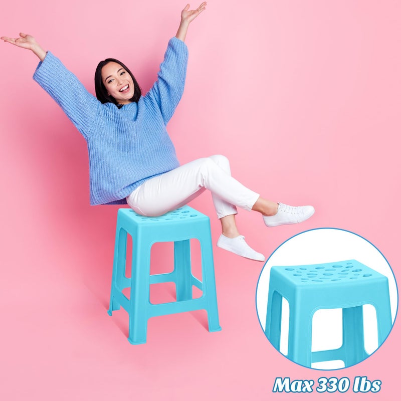 TURSTIN 6 Pack Plastic Stools 16.9 Inch 6 Macaron Colored Nesting Stools Portable Backless Bar Stool Flexible Seating Chairs for Classroom Office Home - Image 4